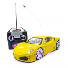 Carrinho De Controle Remoto Carro Ferrari Led Amarelo