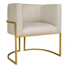 Poltrona Decorativa Luna Base De Ferro Dourado Suede