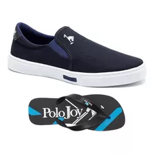 Kit 1 Tênis Iate Em Lona Polo Joy E 1 Chinelo