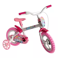 Bicicleta Infantil Menina Aro 12 Rosa E Branco 