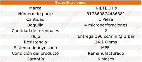 1- Inyector Combustible Escape 3.0lv6 2001/2004 Injetech Foto 4