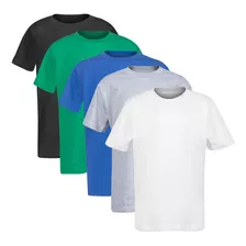Kit C/5 Camisetas Infantil Juvenil Básica Lisa Tradicional