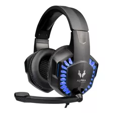 Auriculares Gamer Gadnic Led Compatible Pc Consolas Play Color Negro Color De La Luz Azul