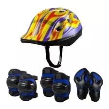 Set De Casco Y Protectores Niños Para Bici Patines Skate 