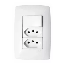 Conjunto Interruptor Paralela Com Tomada Dupla 20a Home Blux Cor Branco