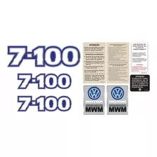 Kit Adesivos 3d Compatível Volkswagen 7-100 + Etiqueta Cmk06 Cor Emblemas 7-100 Mwm Resinado + Etiquetas