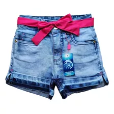 Shorts Jeans Feminino Infantil Com Lycra Tam 4 Ao 16 Anos.