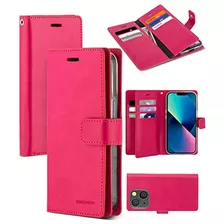 Funda Cartera Para iPhone 13 Hot Rosa Pu Leather-02