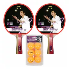 Set Ping Pong 2 Paletas 2* Goma Lisa + 6 Pelotas 1* Sensei®