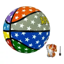 Balon Baloncesto Apollo Arcoiris Caucho #7 + Aguja + Malla