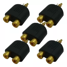 Kit Com 5 Peças Adaptador Rca Macho P/2 Jack Rca Fêmea