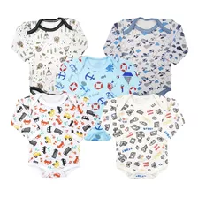 Kit Roupa Bebê 5 Bodys Estampado Manga Longa Ou Curta