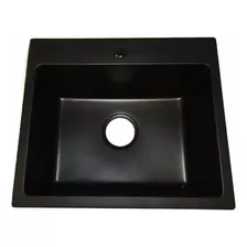 Pileta Simple De Cuarzo Rectangular Color Negro Mate 50x43x2