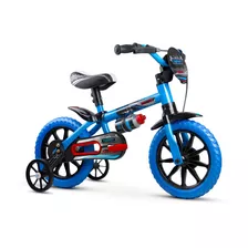 Bicicleta Infantil Aro 12 Menino Nathor Veloz Banco Pu Azul