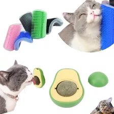 Kit 2 Brinquedos Para Gatos Coçador Escova Canto + Catnip Cor Sortida