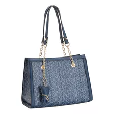 Bolsa De Ombro Com Alça Transversal Ursinho Chenson 018 Acambamento Dos Ferragens Ouro Cor Bolsa Azul Cor Da Correia De Ombro Azul Desenho Do Tecido Matelassê