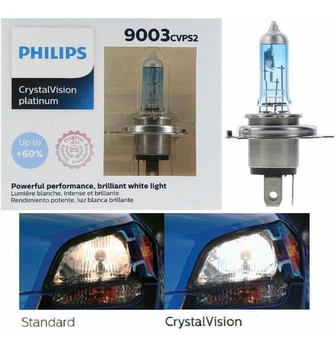 ( 1 ) Foco Philips Crystal Vision Platinum 9003 H4 67/60.5w Foto 2