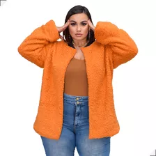 Casaco Teddy Blusa Pelinho Laranja Moda Inverno 