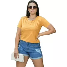 Blusa Feminina Tecido Suede T Shirt Moda Casual