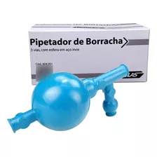 Pipetador De Borracha 3 Vias C/ Esfera Em Aço Inox Tipo Pêra