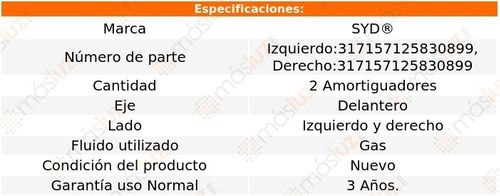 2- Amortiguadores Gas Delanteros Ford Taurus 1986/1995 Syd Foto 2