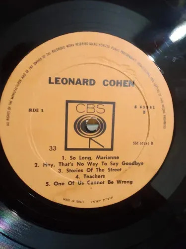 Leonard Cohen - Songs Of Leonard Cohen - vinilo 1968