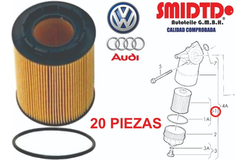 20 Filtros De Aceite De Cartucho Audi Q7 Fsi Quattro 07-09 Foto 2