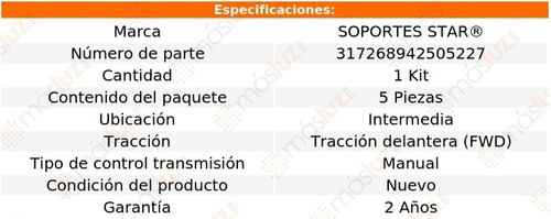 1 Pack Soportes Goma Escape Interm Spirit L4 2.5l 92 S Star Foto 2