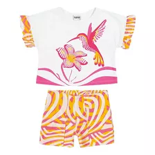 Conjunto Infantil Nanai Menina Cropped E Short - Beija Flor