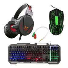 15 Kit Gamer Rgb 3 X1 Mouse Led+teclado Led+fone Microfone