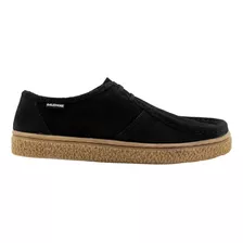 Tênis London Sport Casual Couro Preto Sola Borracha Branca.