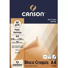  Papel Manteiga A4 Canson Croquis 40g Bloco C/ 50fls