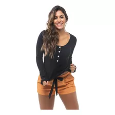 Conjunto Blusa Preta Shorts Laranja Vichy