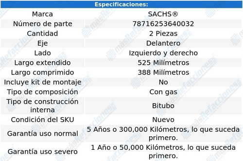 Par Amortiguadores Del A4 Quattro Awd V6 3.0l 06 Sachs Foto 2