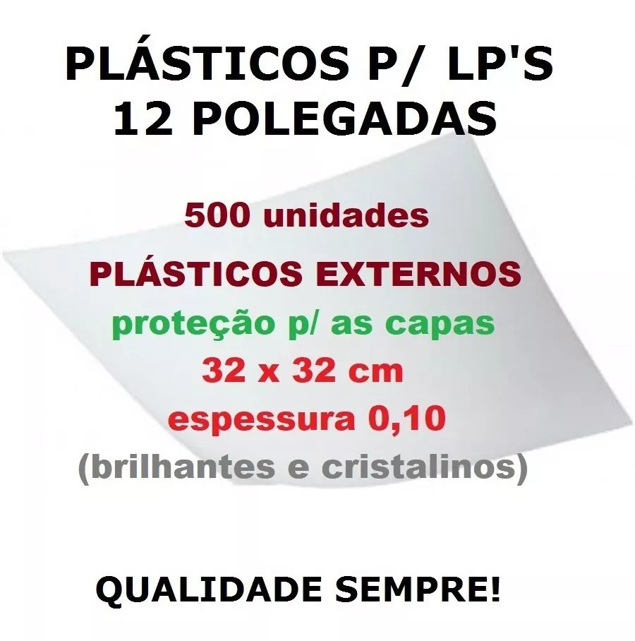 500 Plásticos Externos 0,10 Proteção P/ Capa Lp Disco Vinil