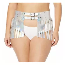 Daisy Corsets Minifalda Con Flecos Plateados Y Hologramas Pa