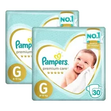 Kit 2 Pacotes Fraldas Pampers Premium Care G 60 unidades