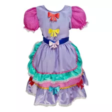 Vestido Moda Junina Infantil Lilás Arraiá Rodado Quadrilha