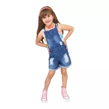Macaquinho Jeans Infantil Juvenil Moda Meninas Premium