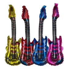 Guitarra Inflable 10 Piezas Globo Metalico Mayoreo