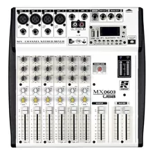 Mesa De Som Staner 6 Canais Mixer Mx0603 Usb Fm Bluetooth Mp