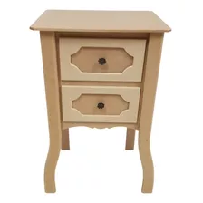 Mesa Cabeceira C/ 2 Gavetas Móveis P/ Sala Quarto Escritório Cor Mdf Cru