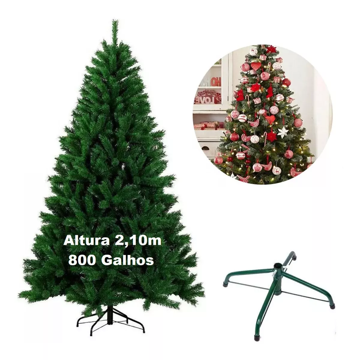 Arvore De Natal 2,10m Luxo Verde Austria 800 Galhos Pinheiro