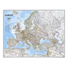 Mapa Europa Hd 60x85cm Cidades Rios Mares Para Decorar Sala