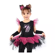 Vestido Infantil Fantasia Halloween Gata Paxá