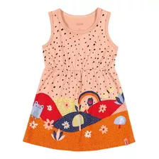 Vestido Regata Menina Bebê Algodão Coral Elian