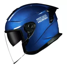 Capacete Aberto Norisk Downtown Azul Spoiler Moto Cor Azul Brilho Desenho Monocolor Tamanho Do Capacete 56