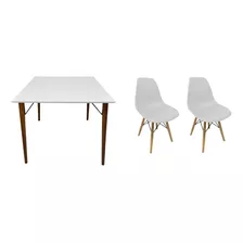 Mesa Quadrada Jantar 80cm Pé Palito Suporte V + 2 Cadeiras