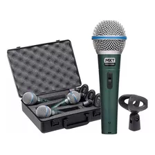 3 Microfones Mxt Dinâmico De Metal Pro Btm-58a Cor Verde