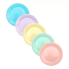 10 Platos 23cm Plastico Duro Descartable Hermosos Colores!